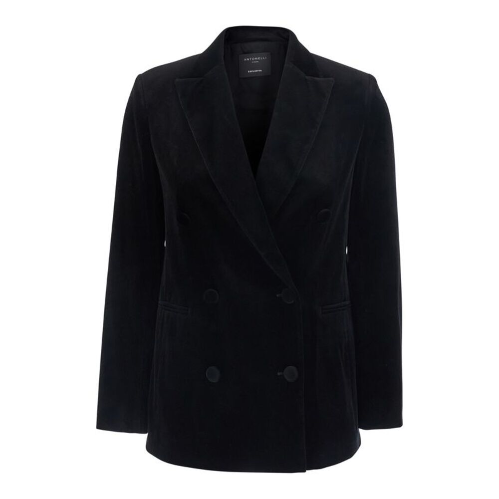 Antonelli Women “Galbusera” Black Jacket With Notched Lapels In Velvet For Women
